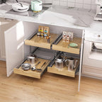 Pull Out Cabinet Organizer, Heavy-Duty Slide Out Shelf, Wood and Wire Basket - Image 5