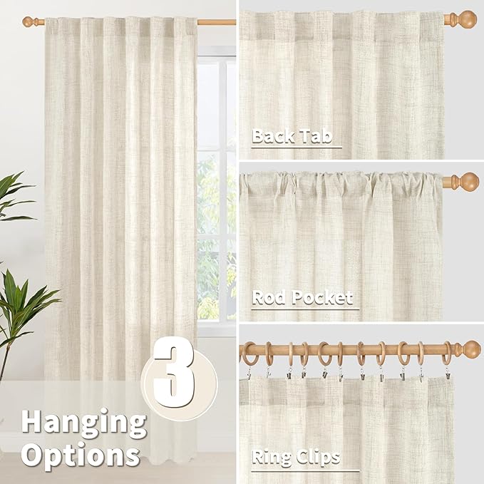 YoungsTex Linen Curtains 48 Inch Length - Image 6