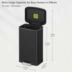 EKO Hudson Matte Stainless Steel 75 Liter/20 Gallon Large Kitchen Trash Can - Image 3