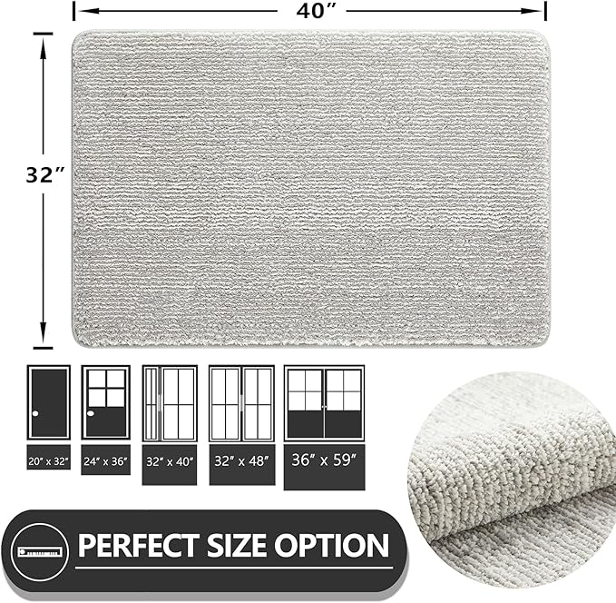 REFETONE Indoor Doormat, Front Door Mat 32"x40" Absorbent Rubber Backing Non - Image 2
