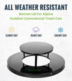 Trash can Lid for Alpine Commercial Outdoor Trash Can - Image 2