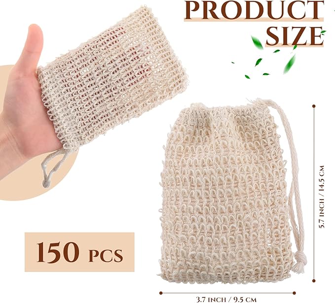 Rtteri 200 Pcs Soap Exfoliating Bag, Natural Sisal Soap Pouch Saver Body Shower - Image 2