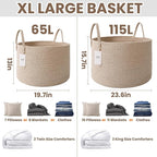 Woven Blanket Basket, 115L Large Rope Storage Bin - Image 2