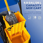 HOMCOM 2 x 6.9 Gallon Mop Water Bucket Wringer Cart - Image 3