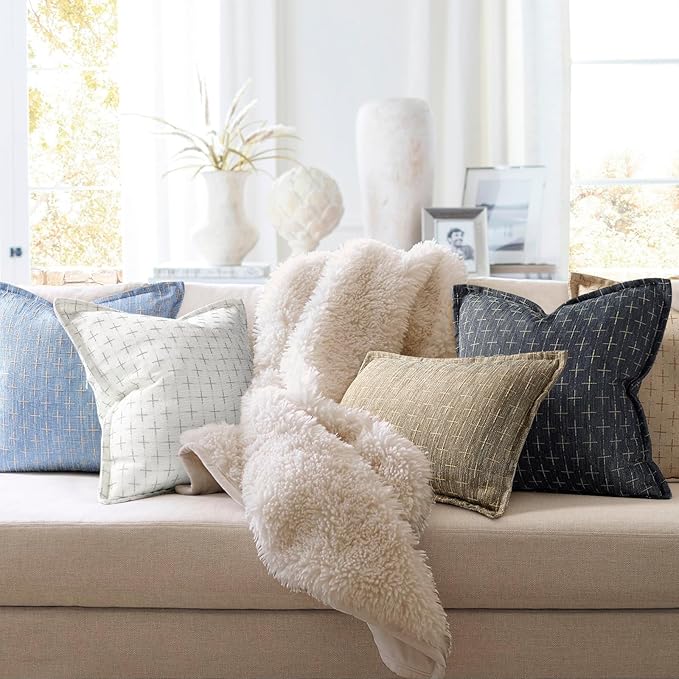 ZWJD Pillow Covers 26x26 Set of 2 Soft Polyester Textured Pillow Covers - Image 4