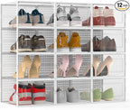 12 Pack XXX-Large Modular Clear Plastic Stackable Shoe Storage Organizer by FJFEOIYE