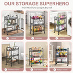 TOOLF 3-Tier Metal Rolling Cart, Mesh Wire Easy Assemble Utility Cart, Storage - Image 2