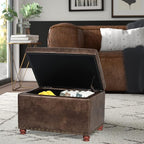 24'' Leather Ottoman with Storage Rectangle Foot Rest Ottomans Stool - Image 4