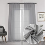 Chyhomenyc Charcoal Grey Sheer Curtains 108 Inch Length 2 Panels, Extra Long by Chyhomenyc