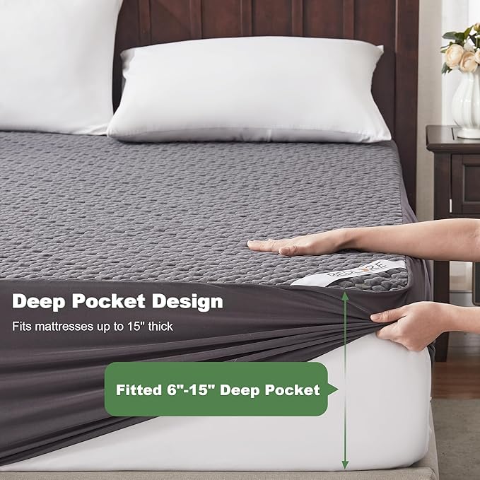 Waterproof Mattress Protector, Twin XL Size Mattress Pad Fitted 6-15" Deep - Image 5