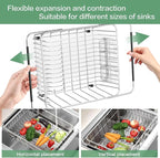 Large Sink Dish Drying Rack, Expandable 304 Stainless Steel Metal Dish Drainer - Image 6