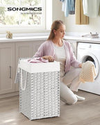 SONGMICS Laundry Hamper with Lid, 17.2 Gallon Synthetic Rattan Clothes Laundry - Image 2