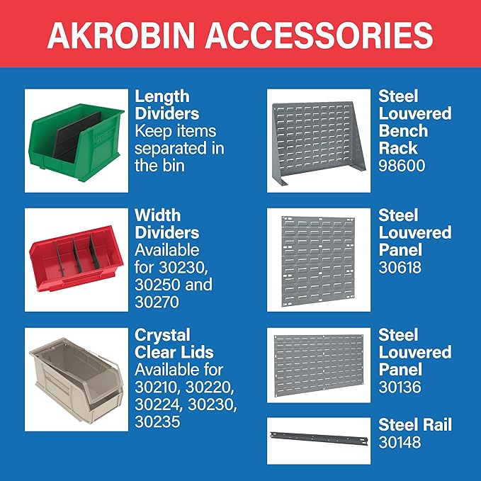Akro-Mils 30224 AkroBins Plastic Storage Bins, Space-Saving Stackable Bins - Image 6