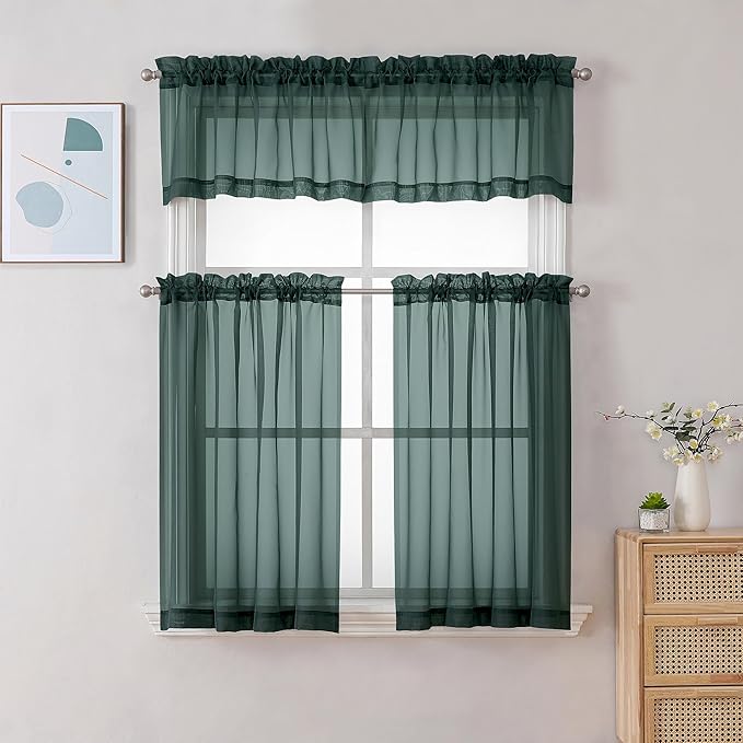 Chyhomenyc Sheer Valances for Windows 2 Pack, Small Window Curtains for Living - Image 2