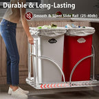 Dual Under Sink Trash Can Heavy Duty Pull Out Trash Can Under Cabinet, Fits - Image 4