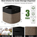 11 Inch Cube Storage Bins, Storage Cube Organizer Bins, Woven Cotton Rope - Image 2
