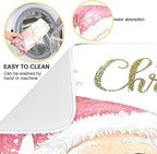 Christmas Santa Claus Pink Dish Drying Mat - Image 2
