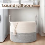 Woven Blanket Basket, 65L Large Rope Storage Bin - Image 7