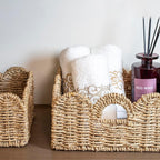 Scalloped Basket 2 Pack Wicker & Rattan Storage - Image 7
