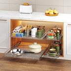 2 Tier Individual Pull Out Cabinet Organizer 27" W x 21½" D, Heavy Duty Cabinet - Image 6