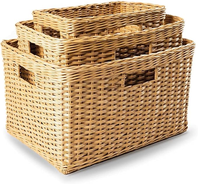 The Basket Lady Tall Rectangular Wicker Storage Basket, 20 in L x 13 in W x 11 - Image 2