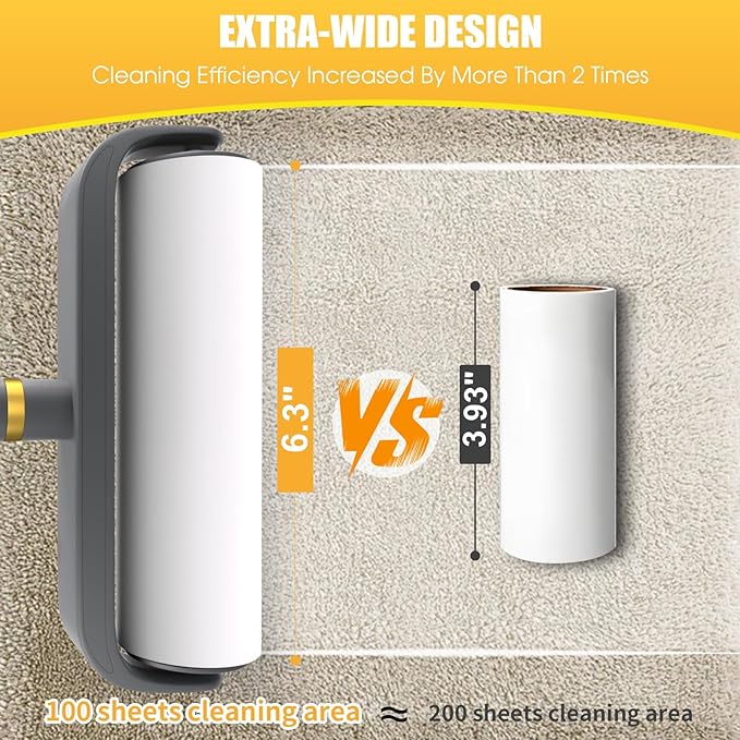 Large Surface Lint Roller for Pet Hair Extra Sticky, 500 Sheets Mega Value Set - Image 2