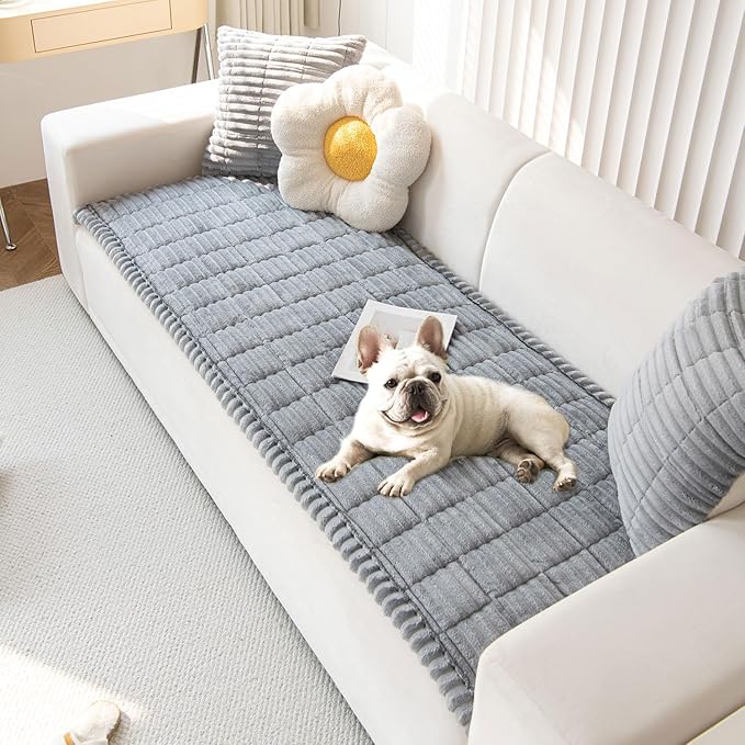 OTOB Couch Cover for Dogs Washable, Non Slip Plush Fuzzy Sofa Covers for 3 by OTOB