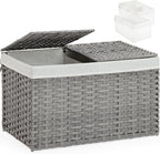 Storage Basket with Lid Rattan Storage Basket with 2 Separate Lid, 27.8 Gallon by SETVSON