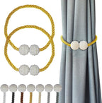 Hion Magnetic Curtain Tiebacks Golden 2pcs, Curtain Tiebacks Buckles Holdbacks by Hion