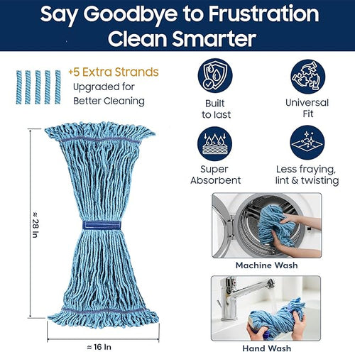 3 Packs Commercial Mop Head Replacement, Mop Heads Replacements – Heavy Duty - Image 2