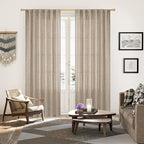 YoungsTex Dark Oatmeal Linen Semi Sheer Curtains 80 Inch Length - Image 2