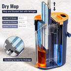 Mop and Bucket Set with Wringer, 3-Tank Flat Mop and Bucket System, Wall Mop - Image 4