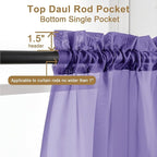 Chyhomenyc Purple Sheer Curtains 96 inches Long 2 Panels, Light Filtering Soft - Image 2
