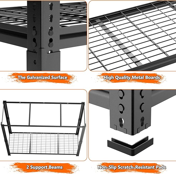Storage Shelves Heavy Duty, 5-Tier Adjustable Metal Industrial Utility Shelf - Image 4