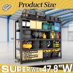 47.8" W Heavy Duty Garage Shelving 3000LBS Storage Shelves, Adjustable 5-Tier - Image 2