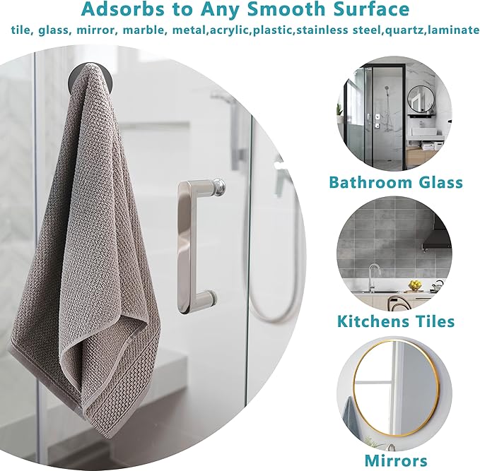 Suction Cup Hooks for Shower, Removable No Drill Towel Hooks, Upgraded 15 lbs - Image 2