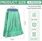 Lallisa 4 Pcs Commercial Mop Head Replacement Tube Microfiber Industrial Looped - Image 2