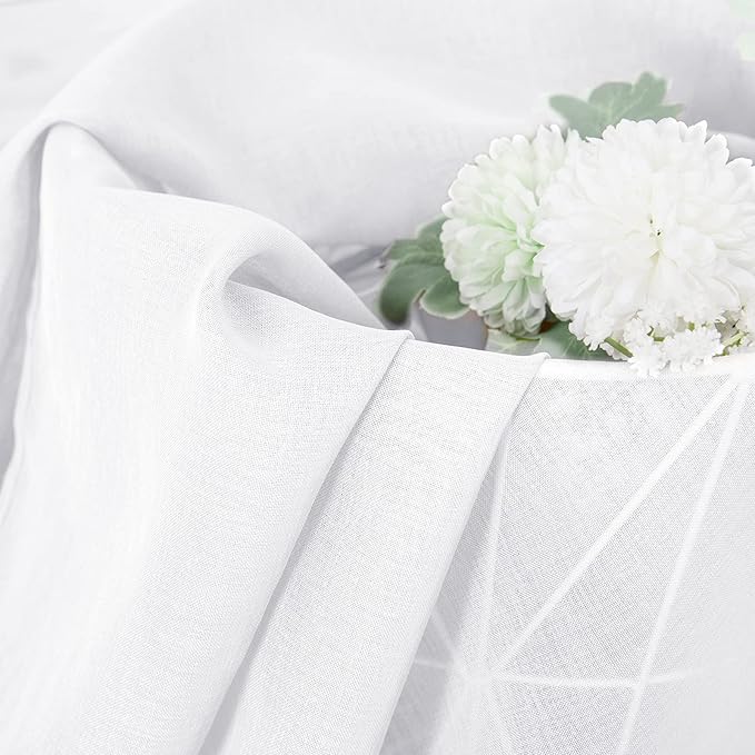 Tollpiz Sheer Tier Curtains Kitchen Linen Textured Half Curtain Sheers Light - Image 6