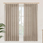 YoungsTex Oatmeal Linen Semi Sheer Curtains 63 Inch Length by YoungsTex