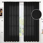 YoungsTex Black Linen Curtains 63 inch Length 2 Panels by YoungsTex