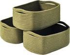 Small Green Storage Baskets for Organizing Shelves, Cute Woven Baskets for by ICERZCZ