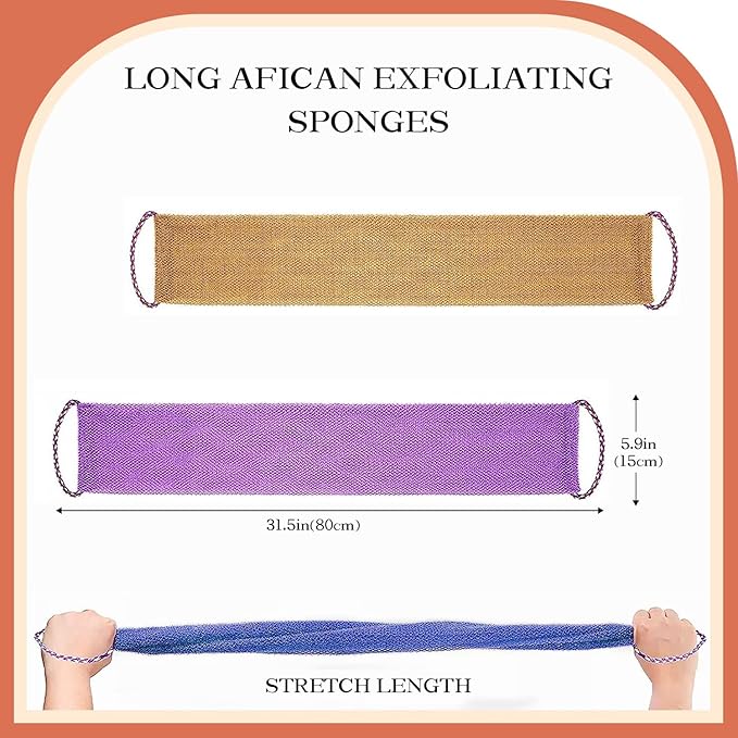 African Net Sponge with Handles 3 Pieces Long African Exfoliating Net Washcloth - Image 8