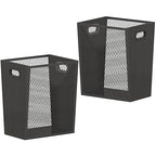 Piskyet Black Office Trash Can for Near Desk, 7 Gallon Unique Wood Bedroom by Piskyet