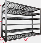 65" W Garage Shelving Heavy Duty, 6 Tier Garage Shelves, Adjustable Storage - Image 3
