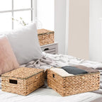 Wicker Storage Baskets with Lids and Handles, Hand Woven Rattan Storage Bins Box - Image 5