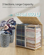 SONGMICS Laundry Hamper with Lid, 42.3 Gallon Synthetic Rattan Clothes Laundry - Image 5