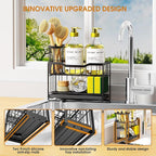 2-Tier Kitchen Sink Caddy with High Brush Holder&Self-Draining Tray, - Image 5