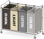 Simple Houseware 4-Bag Heavy Duty Laundry Sorter Rolling Cart by SimpleHouseware