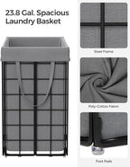 SONGMICS Laundry Hamper, 23.8 Gal. Laundry Basket, Collapsible Clothes Hamper - Image 6