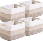Small Storage Baskets for Organizing Shelves, Woven Cotton Rope Basket for by Unknown